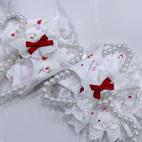Roztomilé krajkové šaty Strawberry Bow Pet